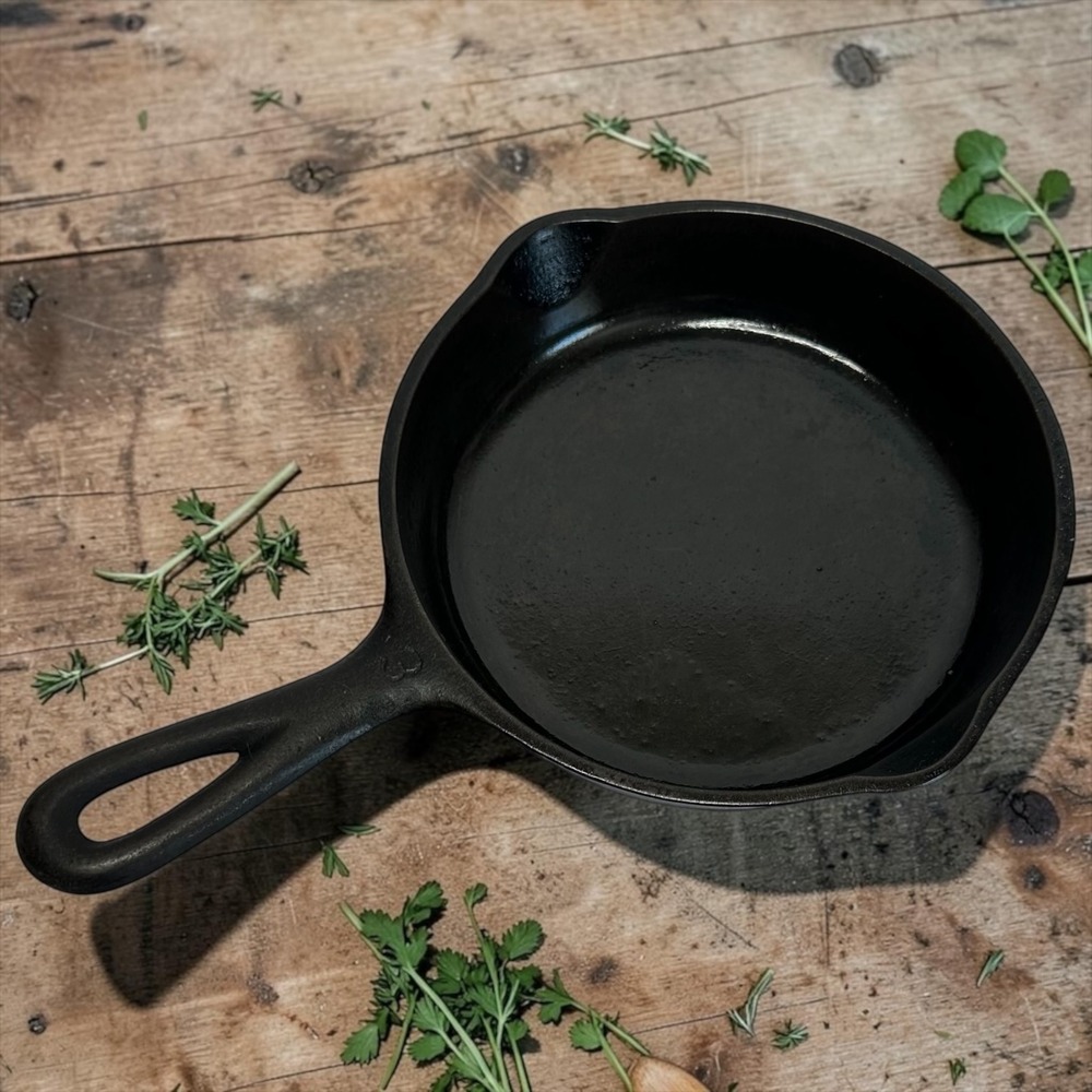 Wagner Ware 1053 No.3 Smooth Bottom Cast Iron Skillet Dual Pour Spouts Vintage